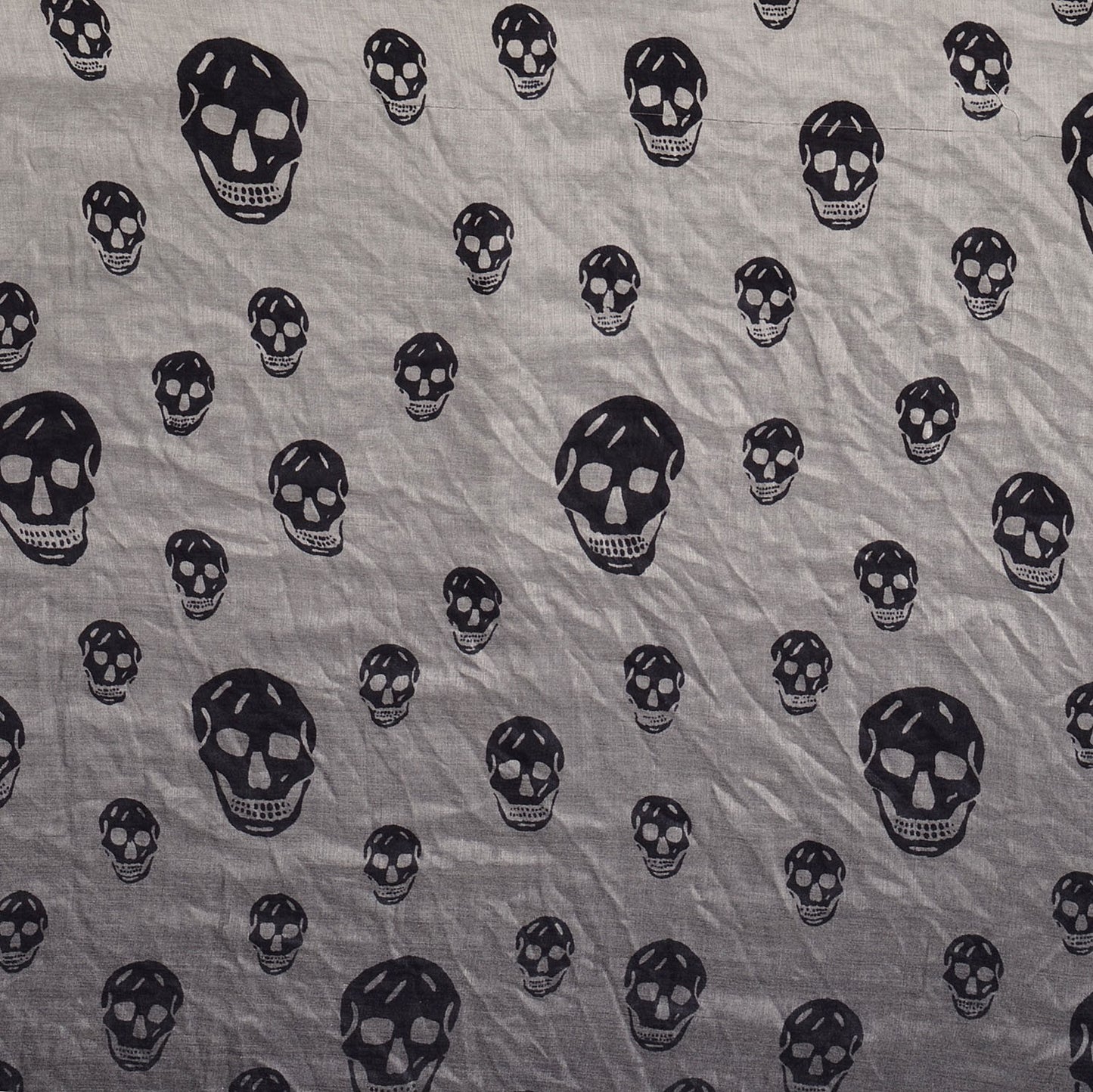 Silk Chiffon Degrade Skull Scarf Black White