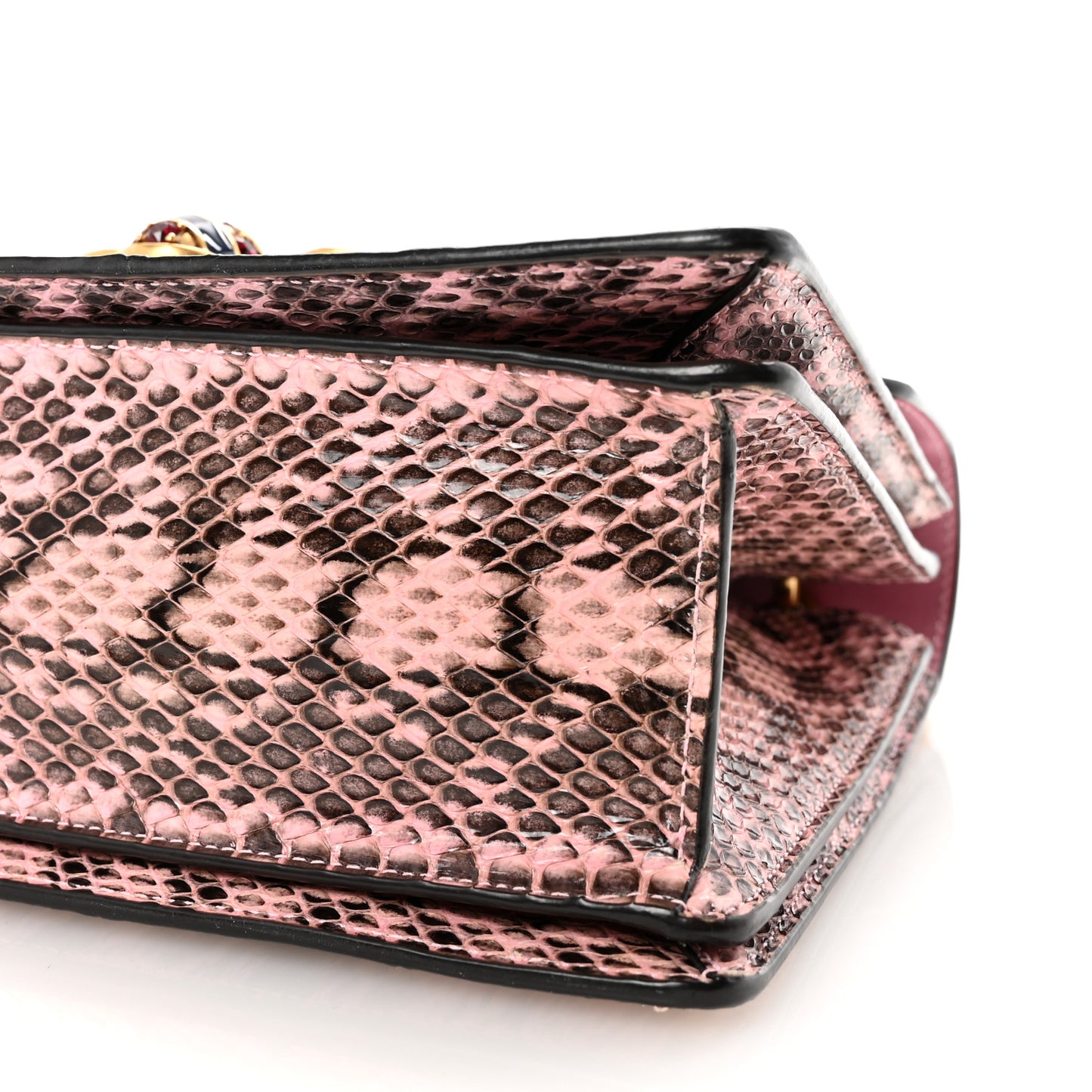 Snakeskin Sylvie Web Small Queen Margaret Top Handle Bag Pink