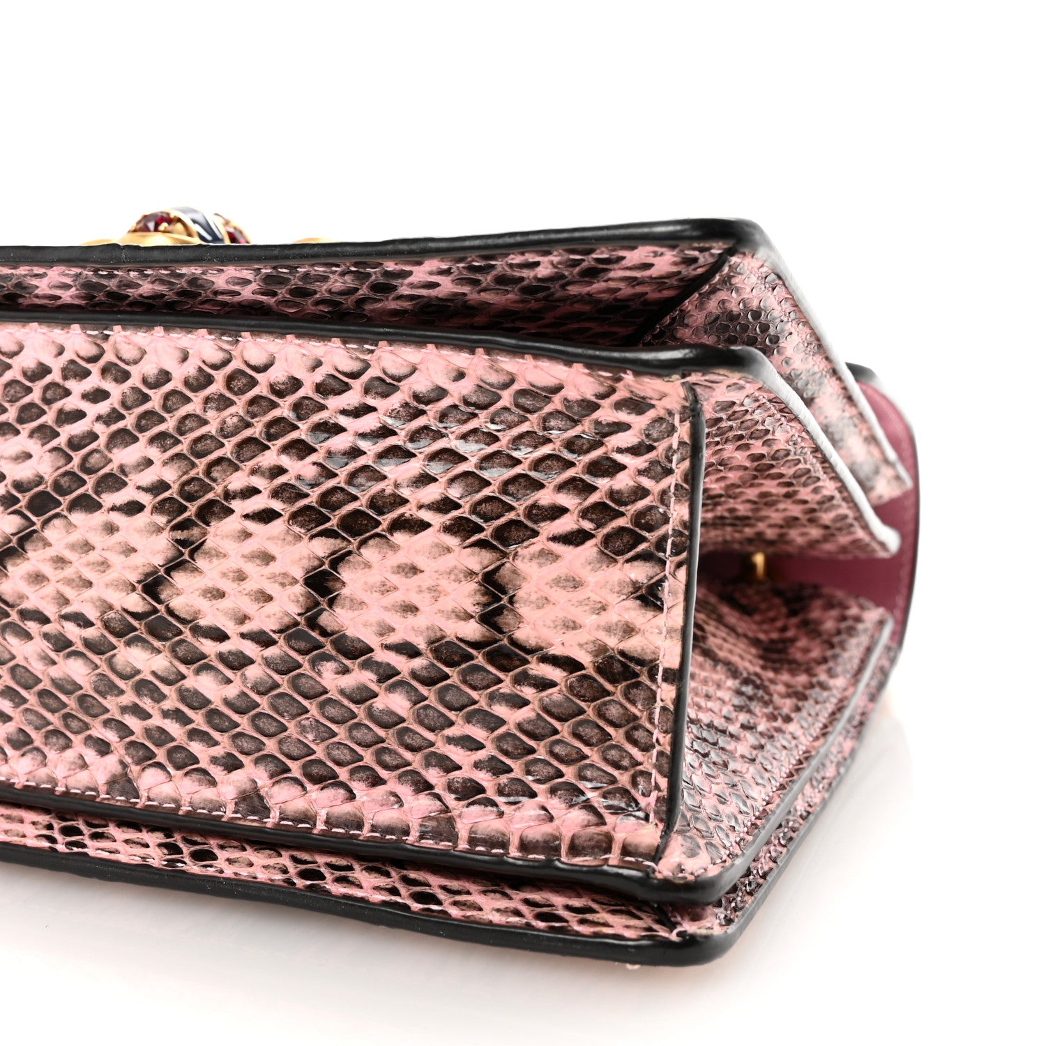 Gucci Snakeskin Sylvie Web Small Queen Margaret Top Handle Bag Pink 10 of 10