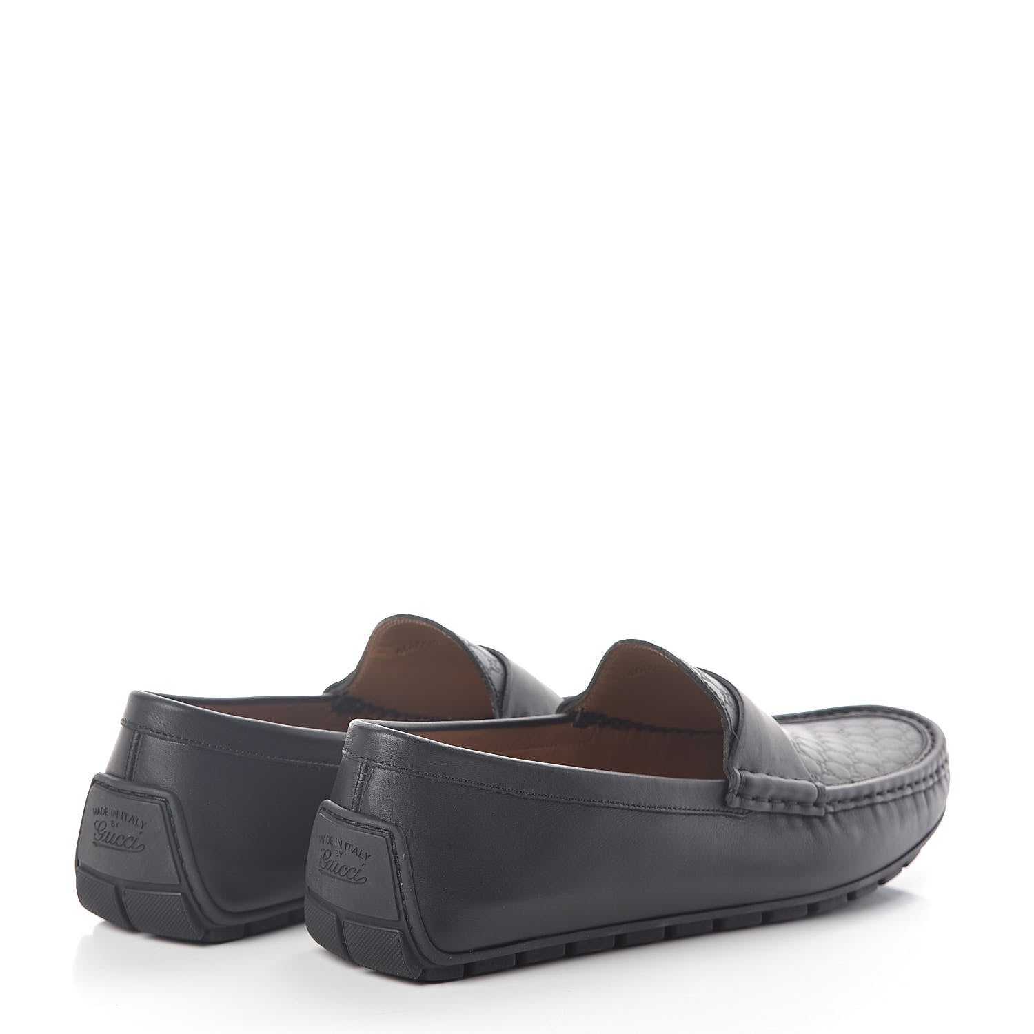 Gucci Guccissima Calfskin Mens Driver Loafers 10 Black 4 of 8