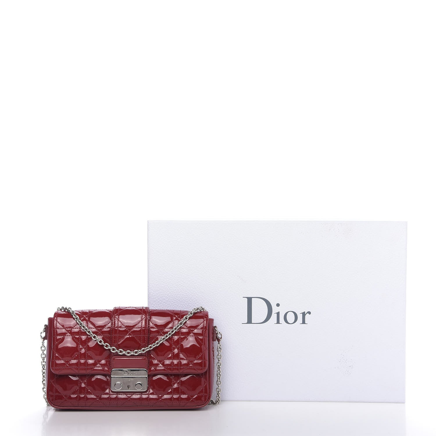Christian Dior Patent Cannage New Lock Pouch Red 10 of 11