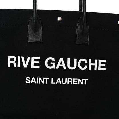Saint Laurent Linen Calfskin Rive Gauche Tote Black 7 of 10