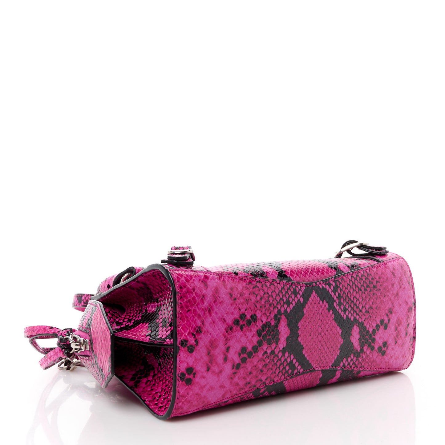 Calfskin Python Effect Neo Classic Silver Hardware Mini City Fuchsia Black