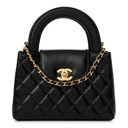 Chanel Shiny Aged Calfskin Quilted Nano Kelly Shopper Black 1 of 12