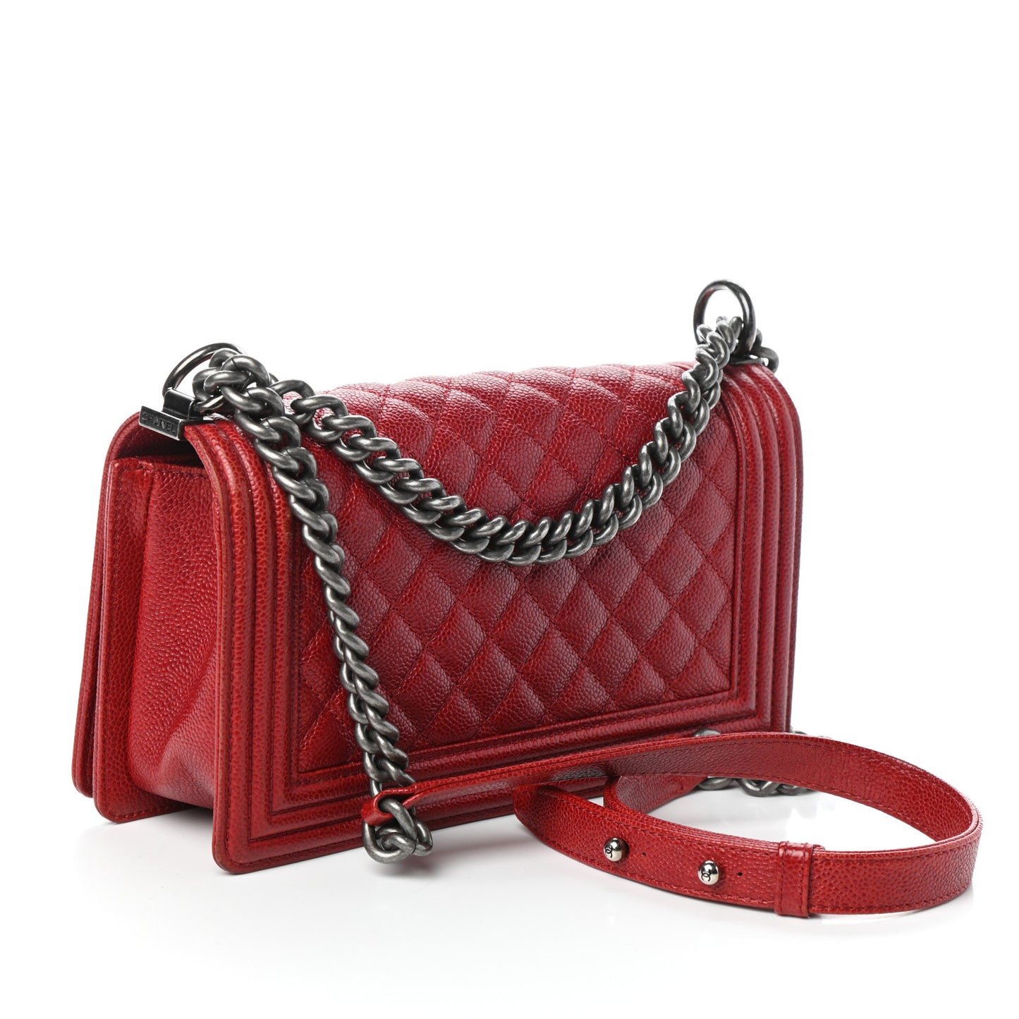 Caviar Quilted Medium Boy Flap Red