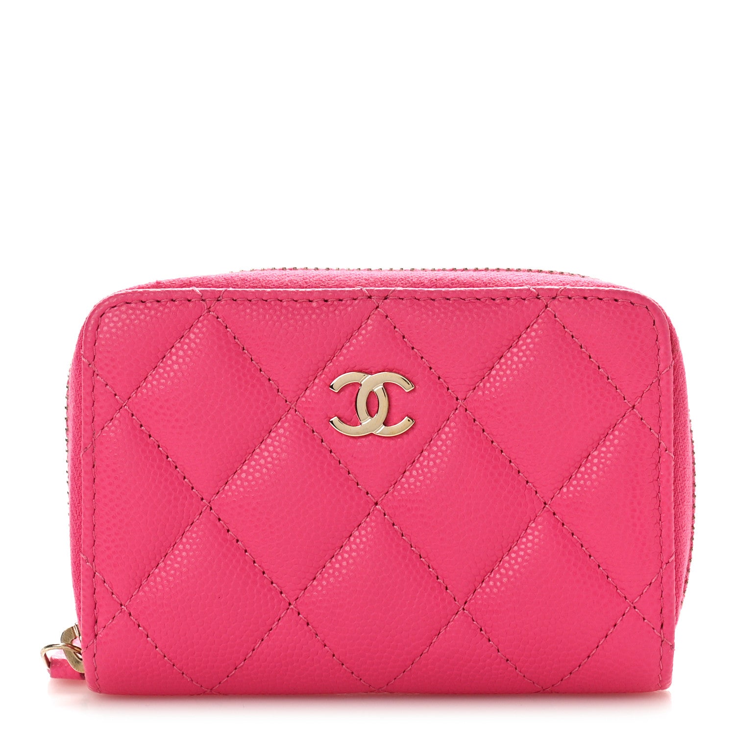 Chanel Caviar Quilted Zip Coin Purse Pink 1 of 9