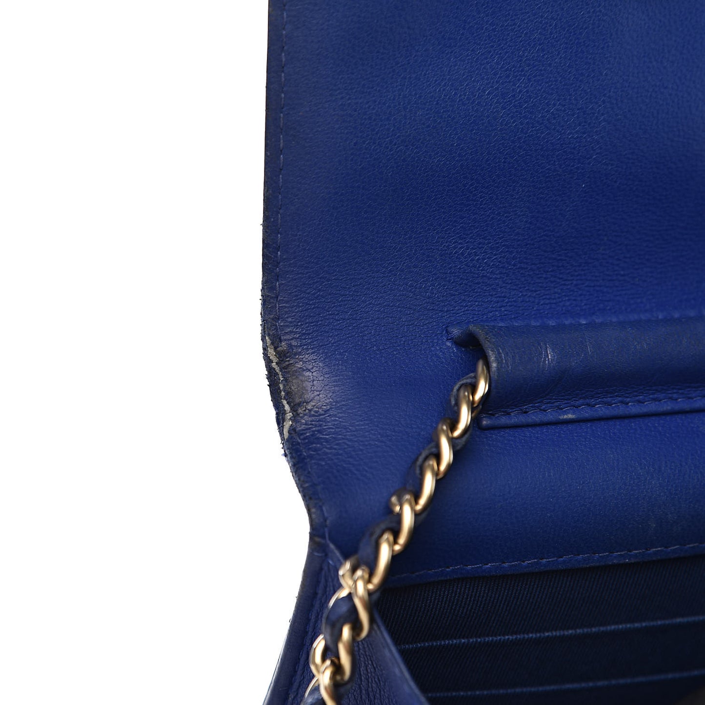 Lambskin Quilted Wallet On Chain WOC Dark Blue