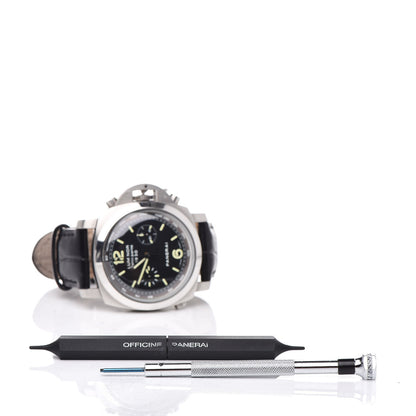 Panerai Stainless Steel Alligator 44mm Luminor Rattrapante 1950 Automatic Watch Black PAM00213 15 of 17