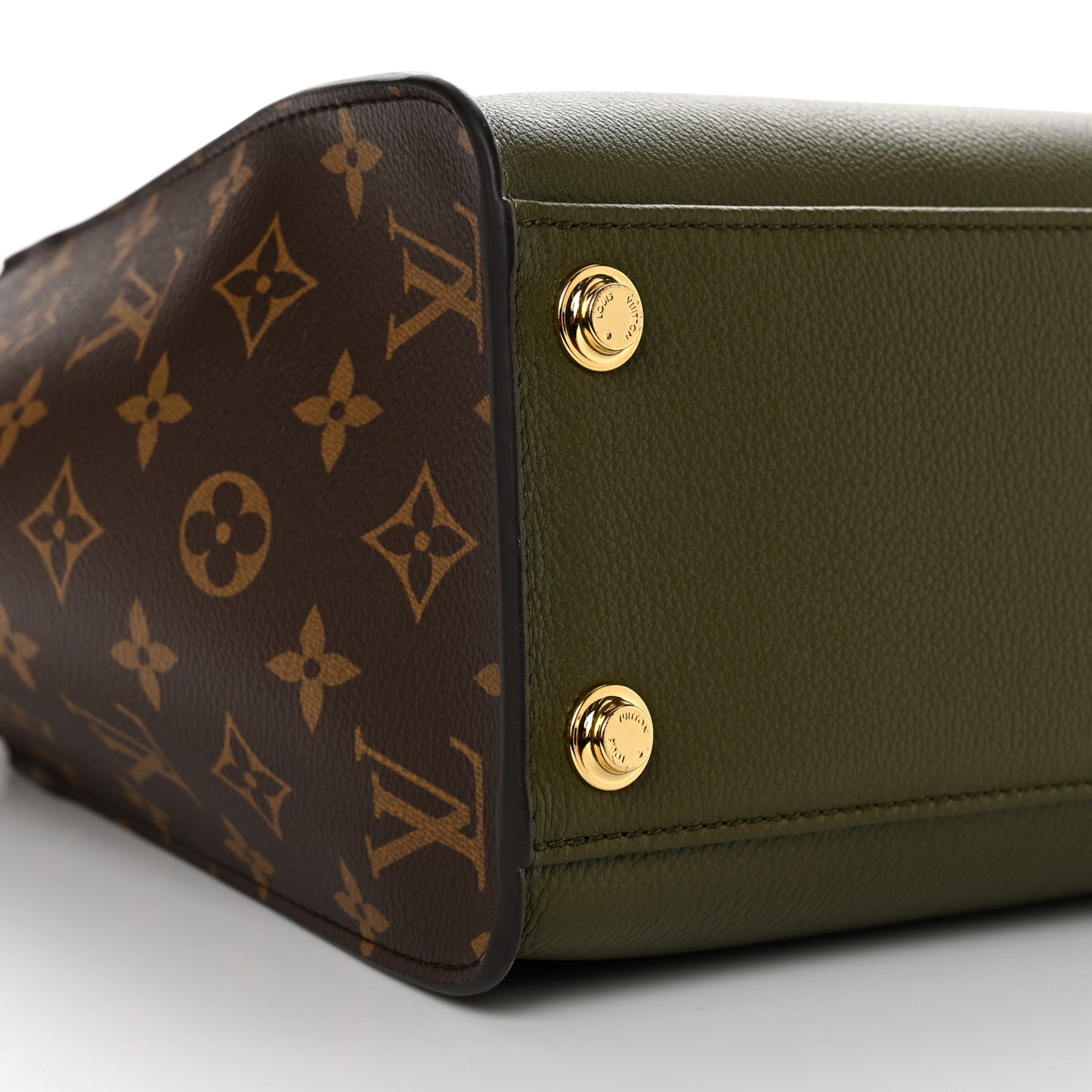 Calfskin Monogram On My Side MM Laurier Green Toffee Latte Beige