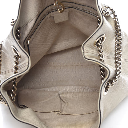Gucci Pebbled Calfskin Medium Soho Chain Shoulder Bag Off White 5 of 16