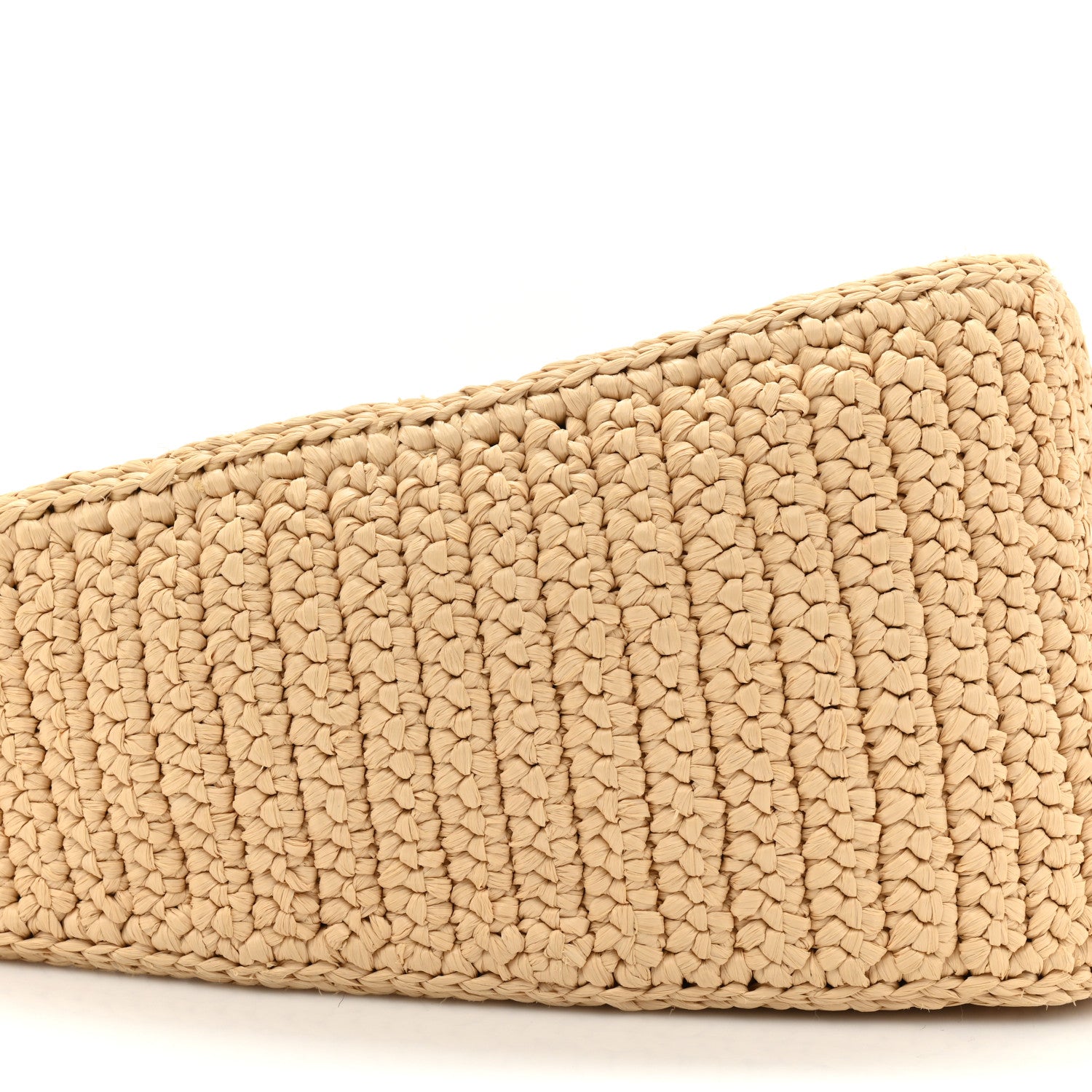 Prada Yarn Raffia Effect Crochet Triangle Shoulder Bag Naturale 8 of 9