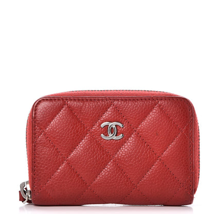 Chanel Caviar Quilted Zip Around Coin Purse Red 1 of 8
