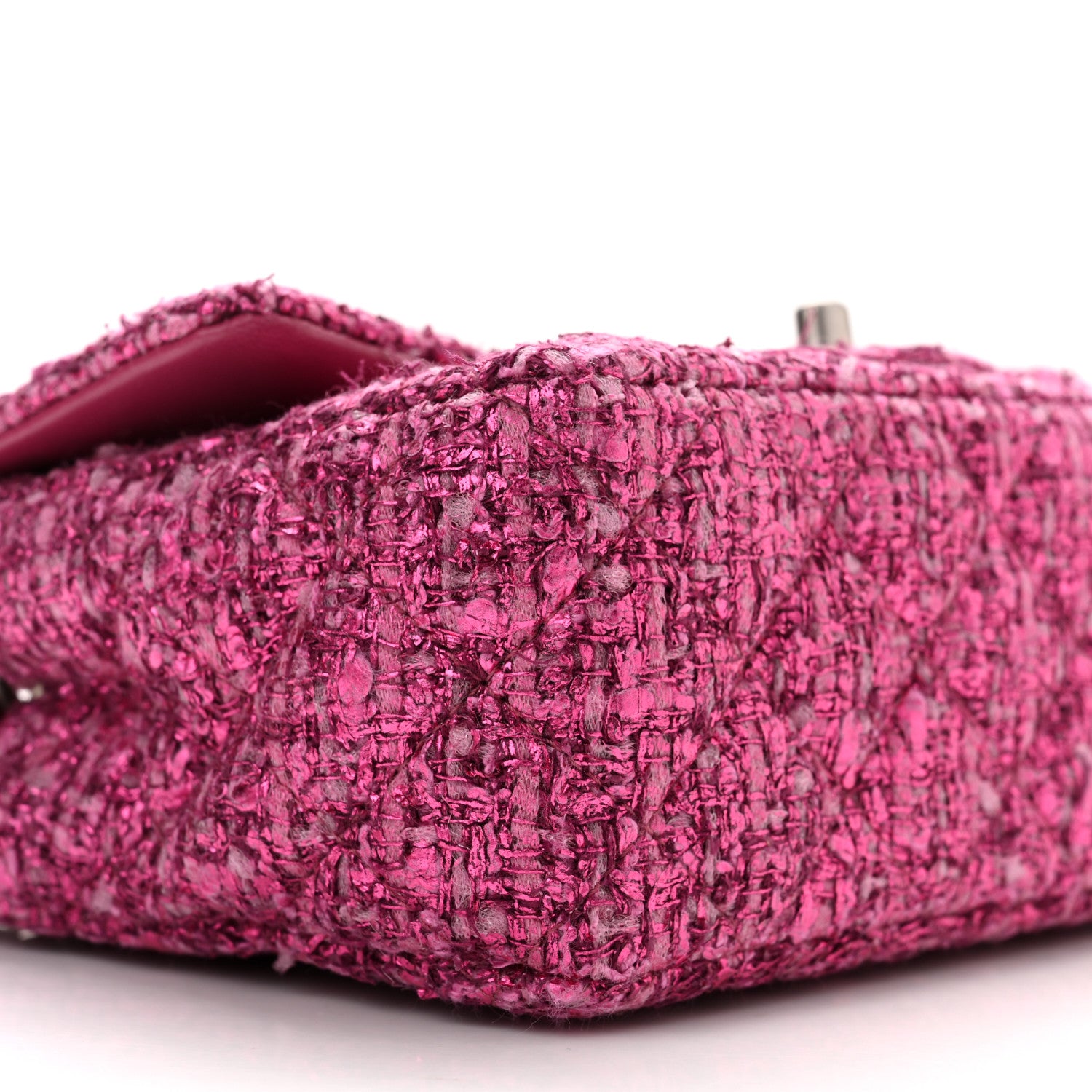 Chanel Metallic Tweed Quilted Mini Rectangular Flap Pink 9 of 11