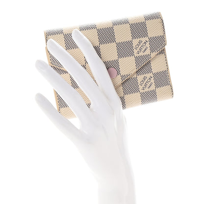 Louis Vuitton Damier Azur Victorine Wallet Rose Ballerine 2 of 6