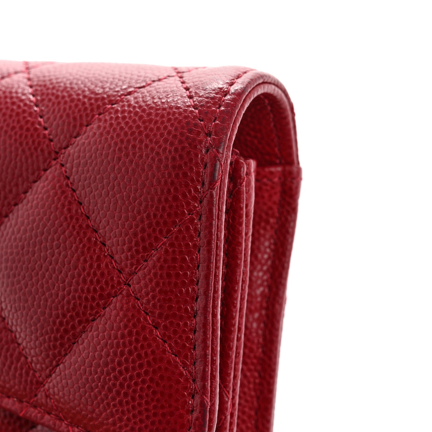 Caviar Quilted Large Gusset Flap Wallet Red