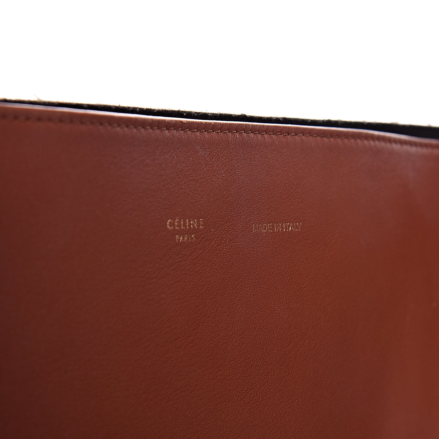 Celine Shiny Smooth Calfskin Zebra Printed Felt Small Twisted Cabas Chalk Brick 10 of 28
