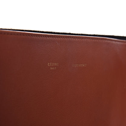 Celine Shiny Smooth Calfskin Zebra Printed Felt Small Twisted Cabas Chalk Brick 10 of 28