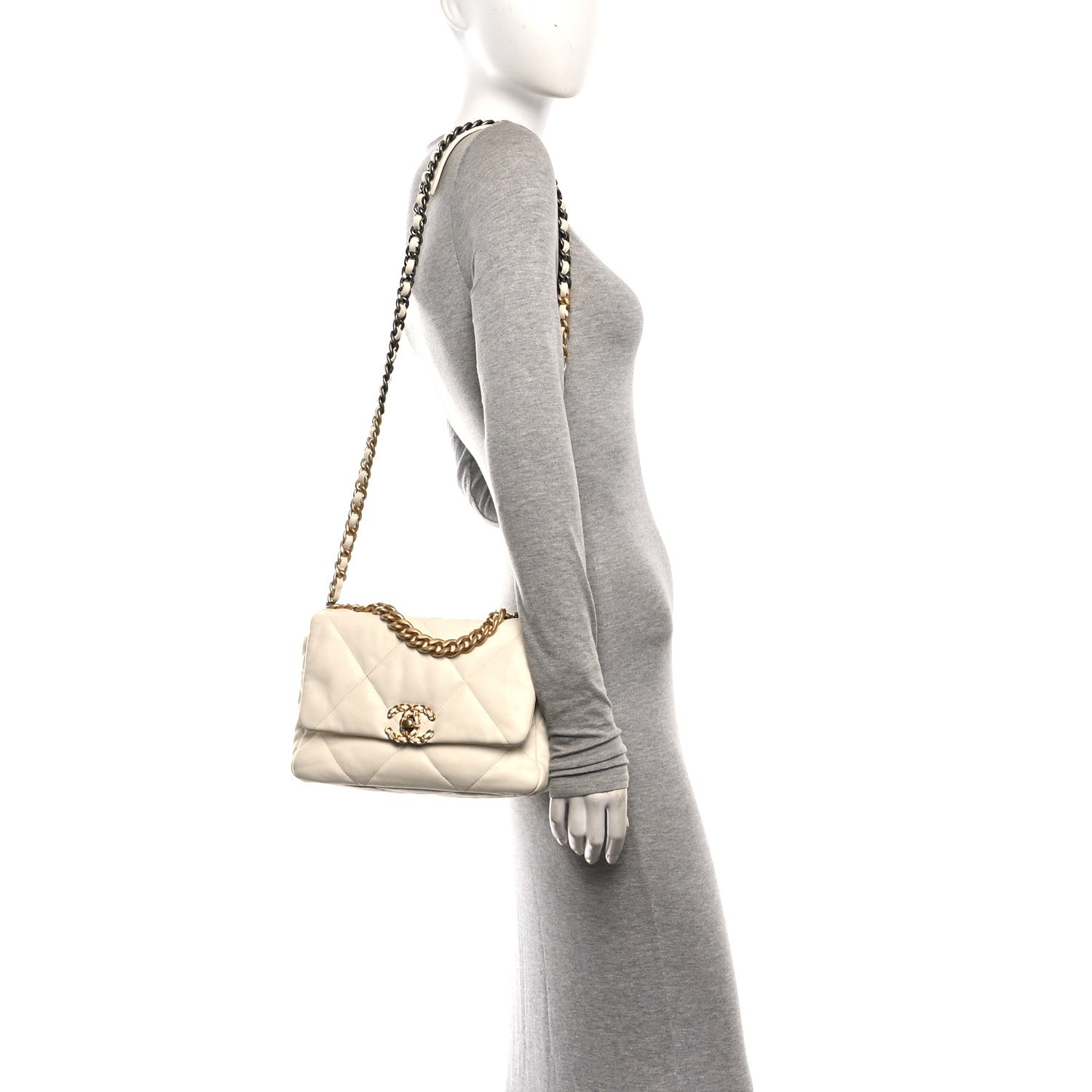 Chanel Lambskin Quilted Medium Chanel 19 Flap White White 2 of 9