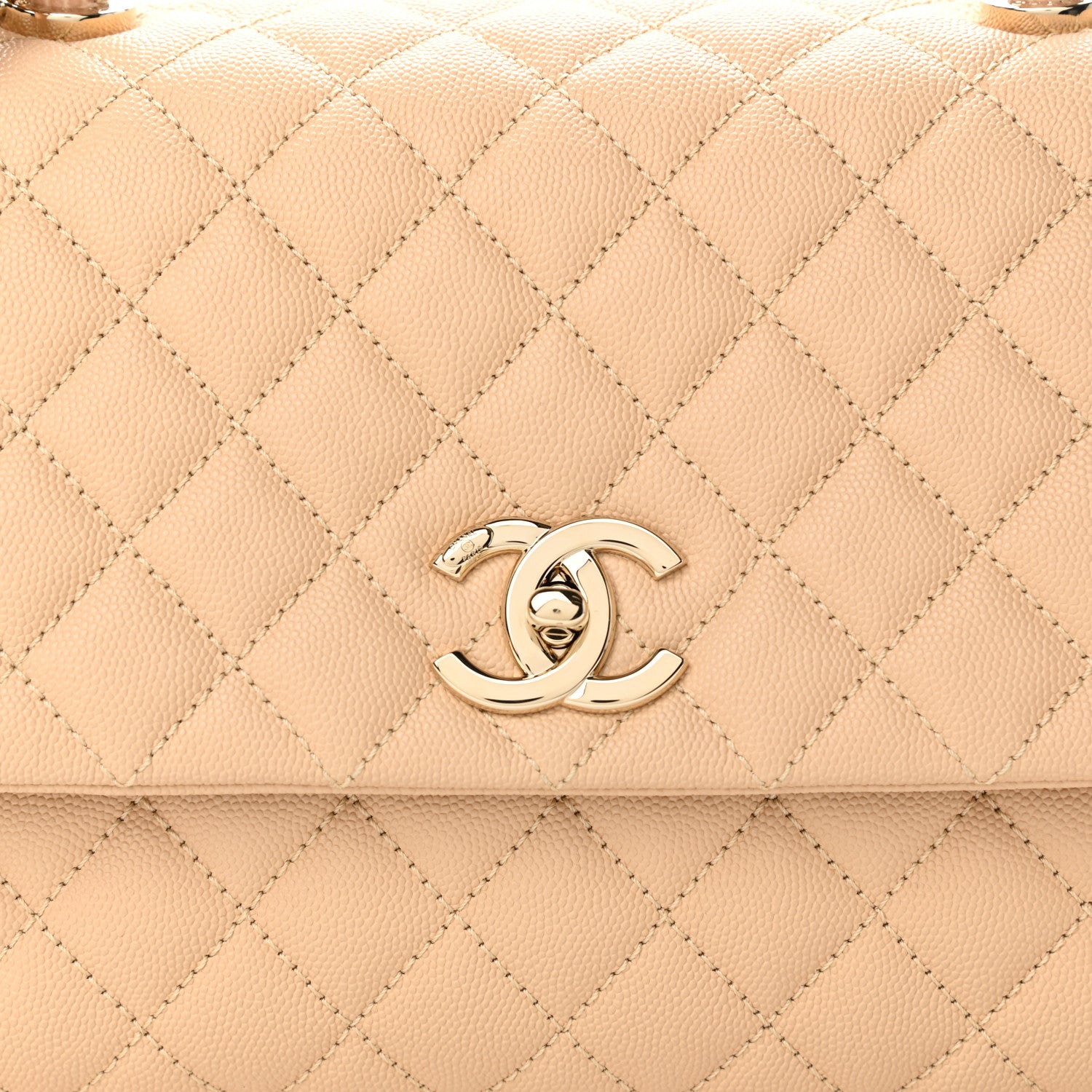 Chanel Caviar Lizard Embossed Quilted Small Coco Handle Flap Beige 7 of 9