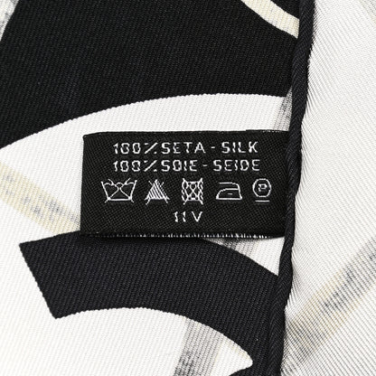 Chanel Silk Camellia CC Square Scarf Black 4 of 4