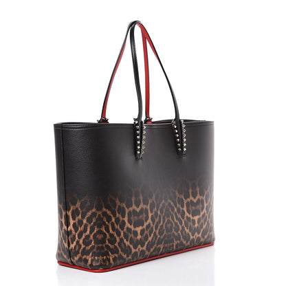 Christian Louboutin Calfskin Degrade Leopard Print Spikes East West Cabata Tote Black Multi 3 of 13
