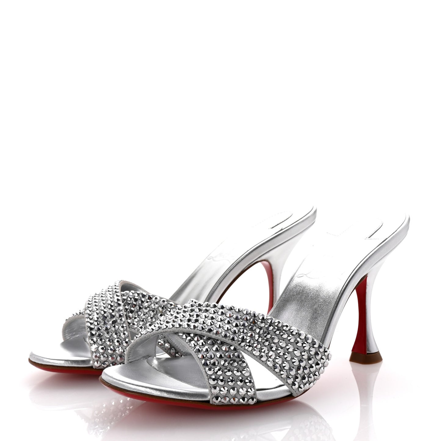 Suede Metallic Kid Lambskin Strass Mariza Is Back 85 Sandals 35 Silver