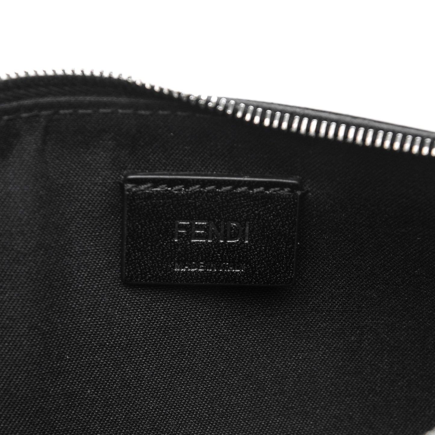 Vitello Elite Mink Fur Studded Karlito Zip Pouch Black