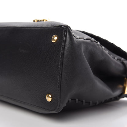 Versace Calfskin Whipstitch Palazzo Top Handle Satchel Black 7 of 10