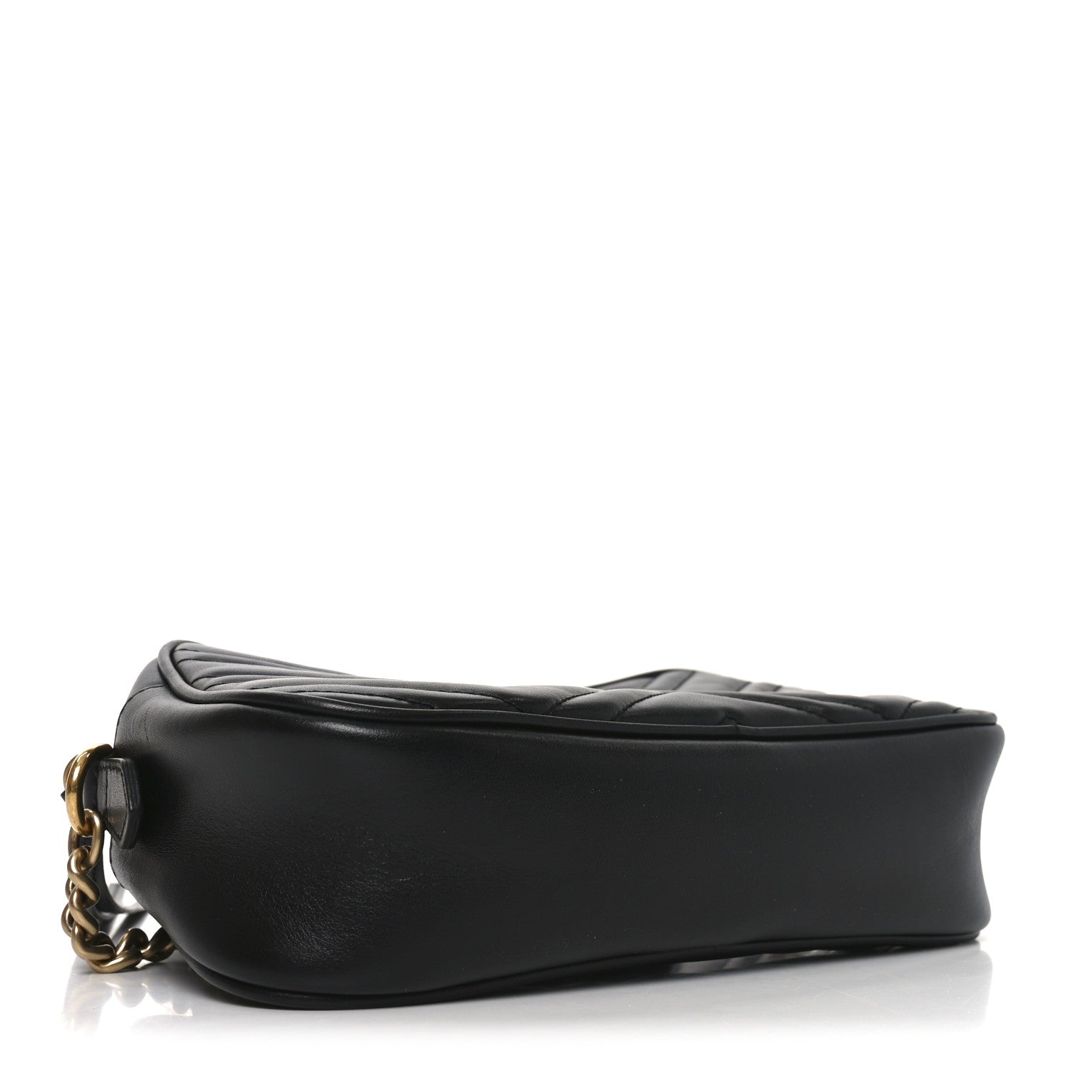 Gucci Calfskin Matelasse Small GG Marmont Chain Shoulder Bag Black 4 of 11