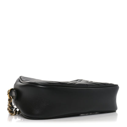 Gucci Calfskin Matelasse Small GG Marmont Chain Shoulder Bag Black 4 of 11