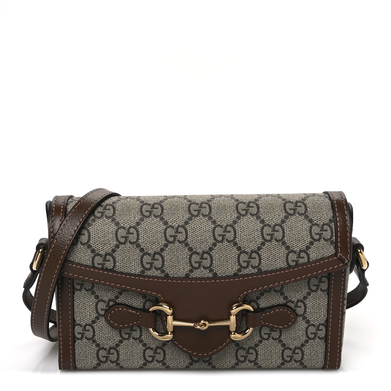 Gucci GG Supreme Monogram Mini Horsebit 1955 Shoulder Bag Beige Brown Sugar 1 of 10