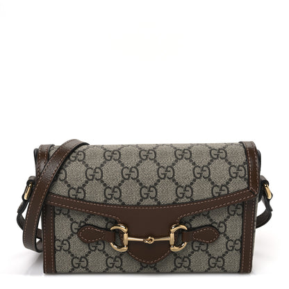 Gucci GG Supreme Monogram Mini Horsebit 1955 Shoulder Bag Beige Brown Sugar 1 of 10