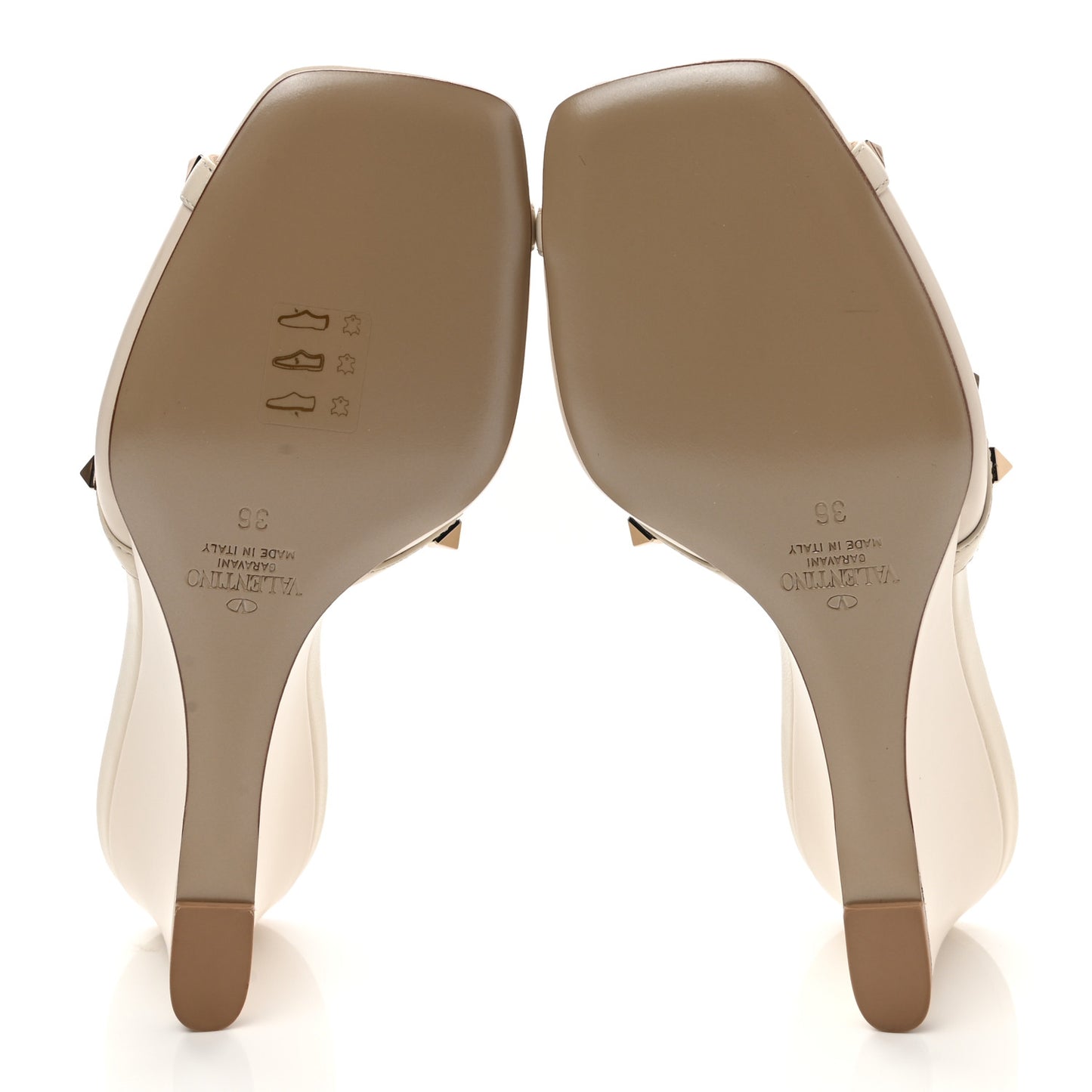 Calfskin Nappa Rockstud Wedge Sandals 36 Light Ivory