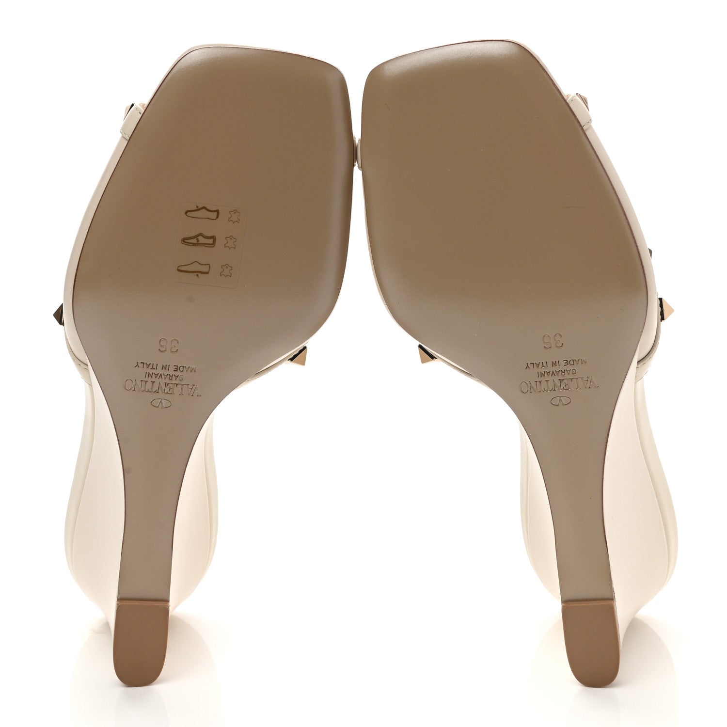 Valentino Garavani Calfskin Nappa Rockstud Wedge Sandals 36 Light Ivory 5 of 9