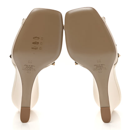 Valentino Garavani Calfskin Nappa Rockstud Wedge Sandals 36 Light Ivory 5 of 9
