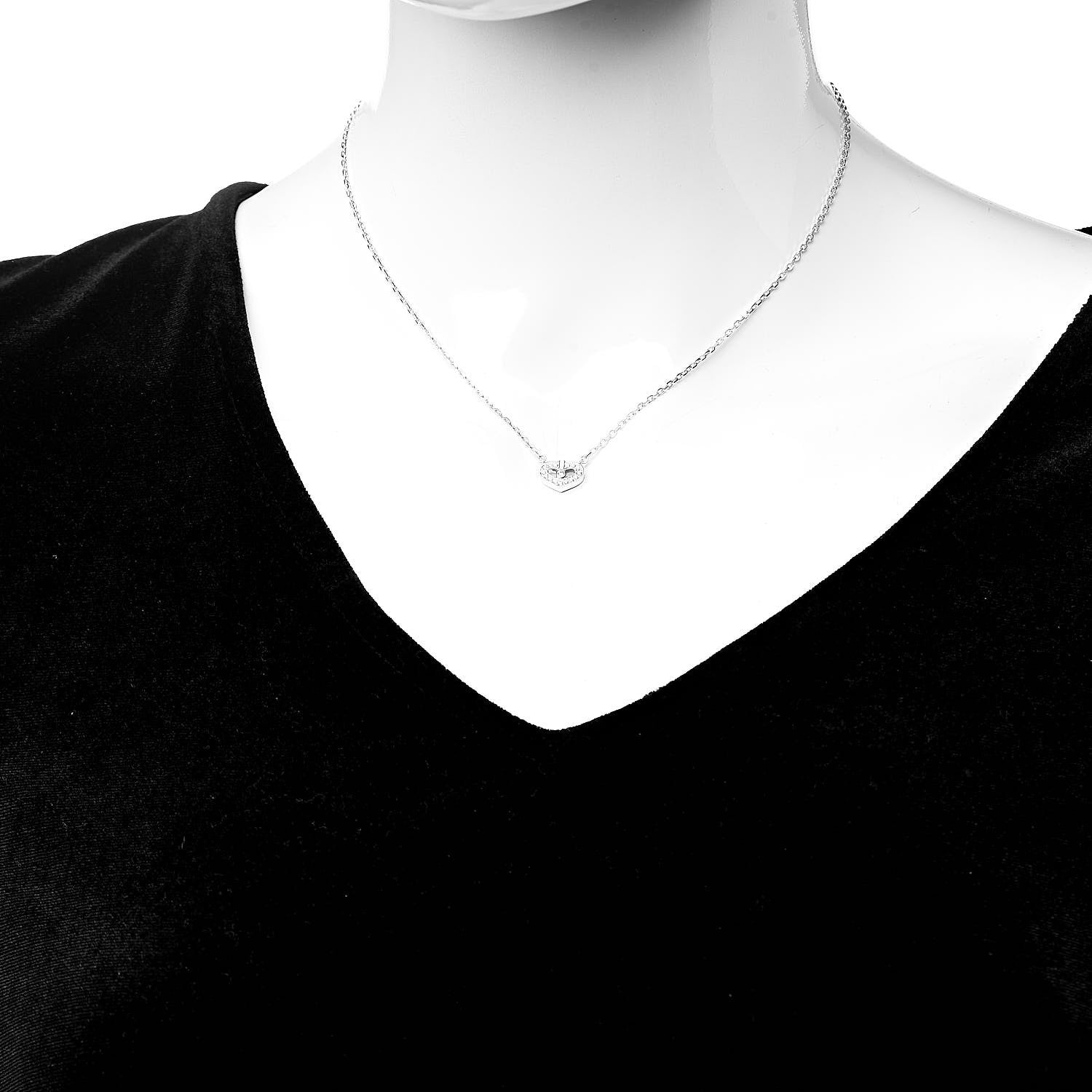 Cartier 18K White Gold Diamond Hearts and Symbols Necklace 2 of 7