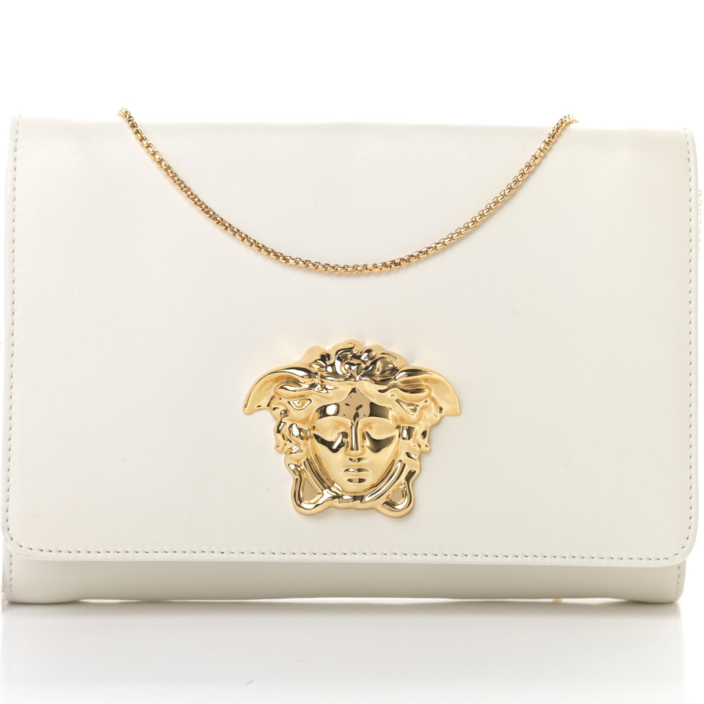 Calfskin Palazzo Chain Evening Bag White