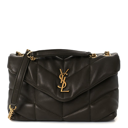 Saint Laurent Lambskin Quilted Toy Loulou Puffer Monogram Chain Satchel Khaki 1 of 11