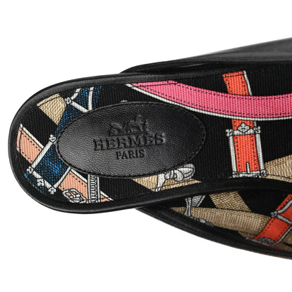 Hermes Goatskin Oz Mules 38 Black 7 of 9