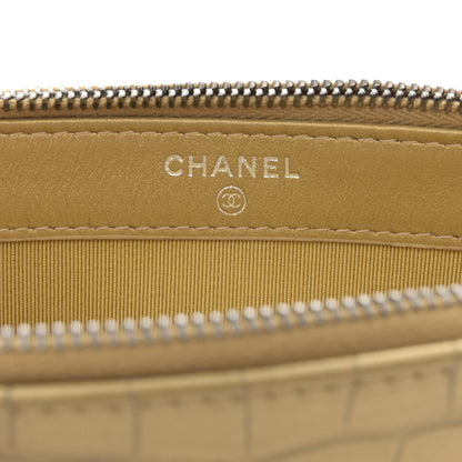 Chanel Metallic Calfskin Crocodile Embossed Small Gabrielle Clutch With Chain Gold 7 of 13