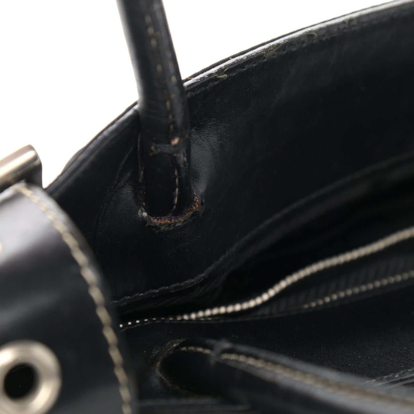 Calfskin Nylon Buckle Shoulder Bag Black