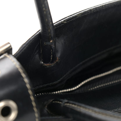 Prada Calfskin Nylon Buckle Shoulder Bag Black 10 of 14