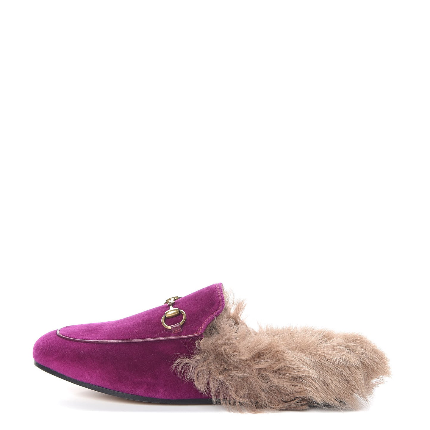 Velvet Fur Womens Princetown Slippers 36 Fucsia Violet Cyclamen Natural