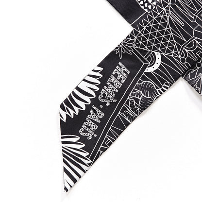 Hermes Silk Animapolis Twilly Black White 3 of 3