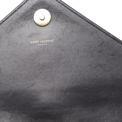 Saint Laurent Smooth Calfskin Matelasse Chevron Large Monogram Satchel Black 10 of 10
