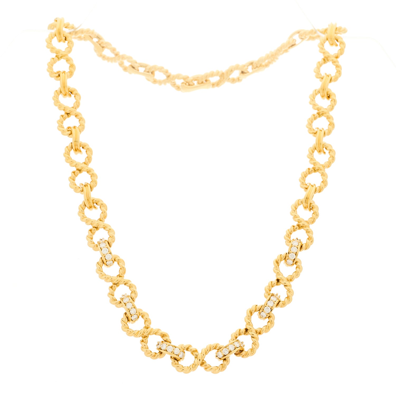 Tiffany 18K Yellow Gold Diamond Twist Link Necklace 1812314
