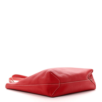 Hermes Taurillon Clemence Double Sens 45 Reversible Tote Rouge Casaque Rose Jaipur 6 of 19