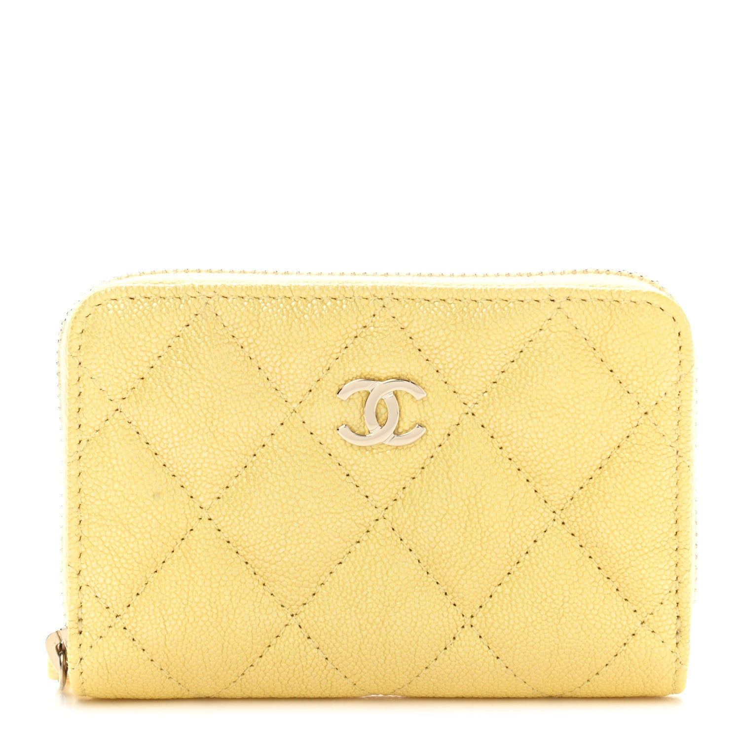 Chanel Iridescent Caviar Quilted Zip Coin Purse Yellow 1 of 7