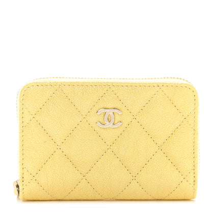 Chanel Iridescent Caviar Quilted Zip Coin Purse Yellow 1 of 7