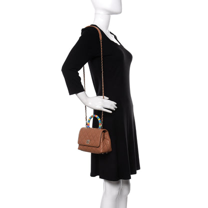 Chanel Goatskin Quilted Extra Mini Rainbow Coco Handle Flap Brown 2 of 10
